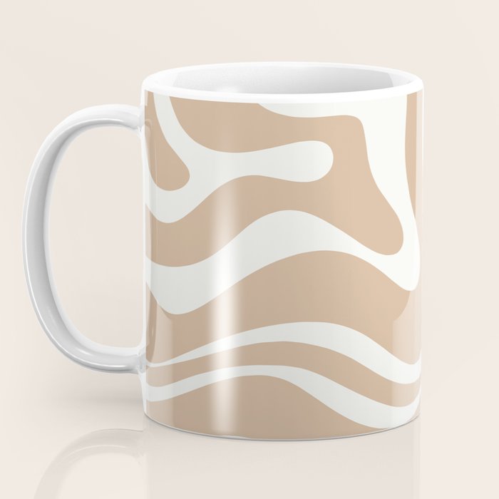 Modern Liquid Swirl Abstract Pattern in Coffee Creme Coffee Mug Gallery Image 3