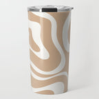 Modern Liquid Swirl Abstract Pattern in Coffee Creme Travel Mug Gallery Image 1