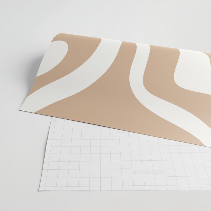 Modern Liquid Swirl Abstract Pattern in Coffee Creme Wrapping Paper Gallery Image 2