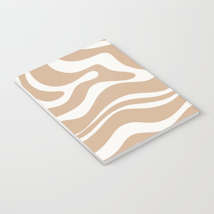 Modern Liquid Swirl Abstract Pattern in Coffee Creme Notebook Gallery Image 3