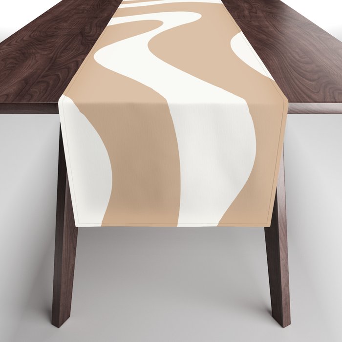 Modern Liquid Swirl Abstract Pattern in Coffee Creme Table Runner Gallery Image 1