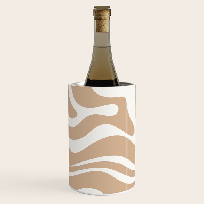 Modern Liquid Swirl Abstract Pattern in Coffee Creme Wine Chiller Gallery Image 2