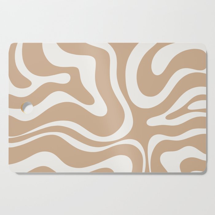 Modern Liquid Swirl Abstract Pattern in Coffee Creme Cutting Board Gallery Image 1