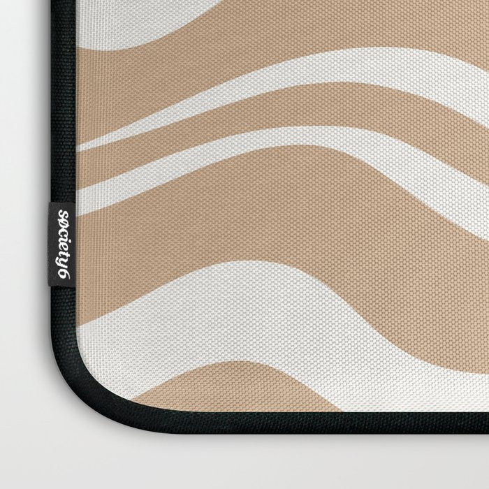 Modern Liquid Swirl Abstract Pattern in Coffee Creme Laptop Sleeve Gallery Image 3
