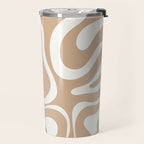 Modern Liquid Swirl Abstract Pattern in Coffee Creme Travel Mug Gallery Image 2