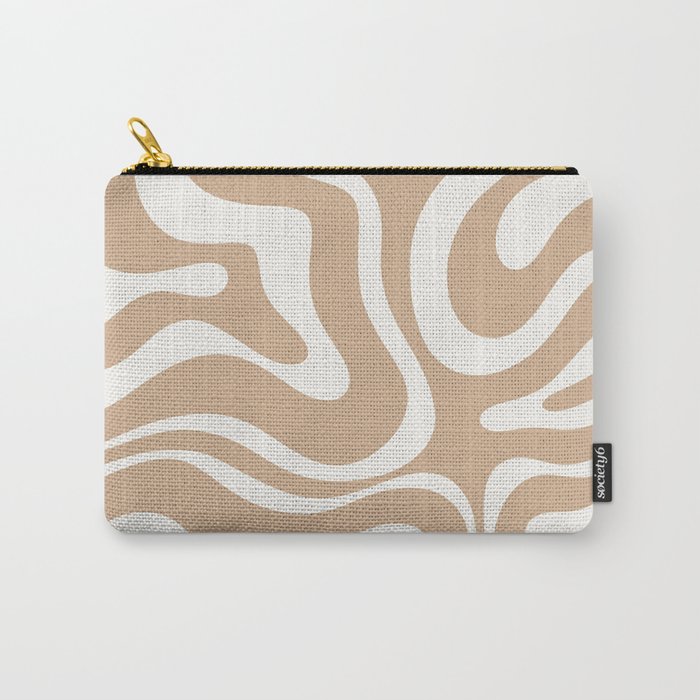 Modern Liquid Swirl Abstract Pattern in Coffee Creme Carry All Pouch Gallery Image 1