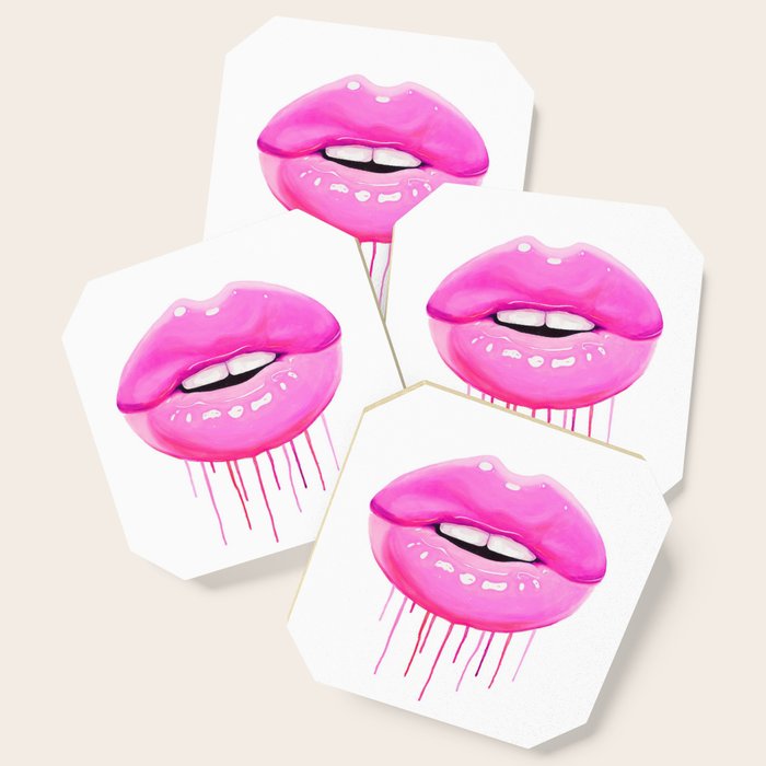 Pink lips Coaster Gallery Image 1