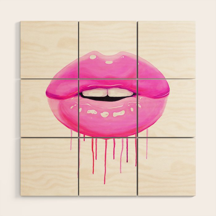 Pink lips Wood Wall Art Gallery Image 1