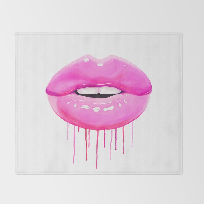 Pink lips Throw Blanket Gallery Image 2