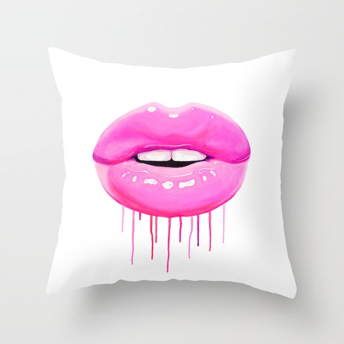 Pink lips Throw Pillow Gallery Image 6