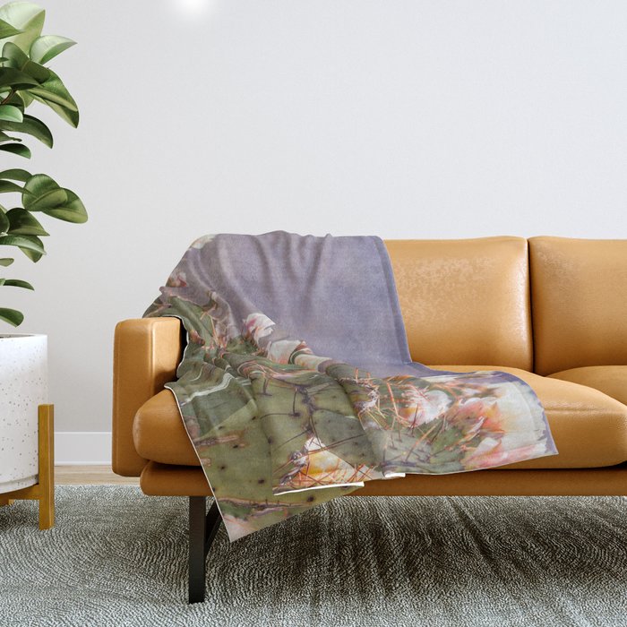 Prickly Pear Blooms I Throw Blanket Gallery Image 1