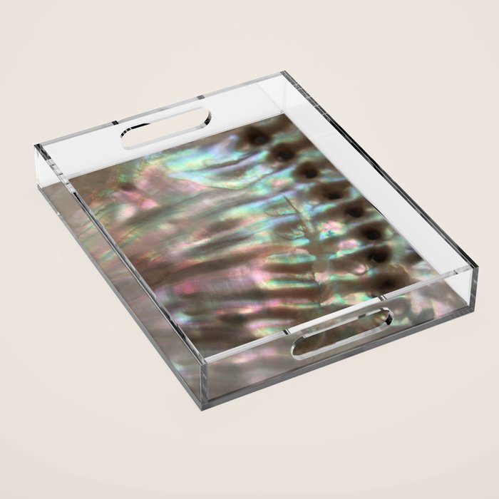 Shimmery Greenish Pink Abalone Mother of Pearl Acrylic Tray Gallery Image 1