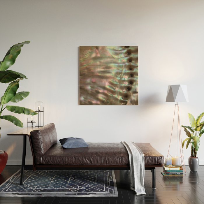 Shimmery Greenish Pink Abalone Mother of Pearl Wood Wall Art Gallery Image 2