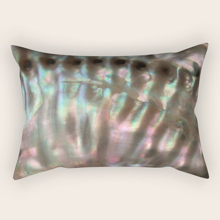 Shimmery Greenish Pink Abalone Mother of Pearl Rectangular Pillow Gallery Image 1