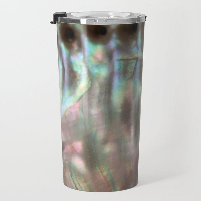 Shimmery Greenish Pink Abalone Mother of Pearl Travel Mug Gallery Image 3