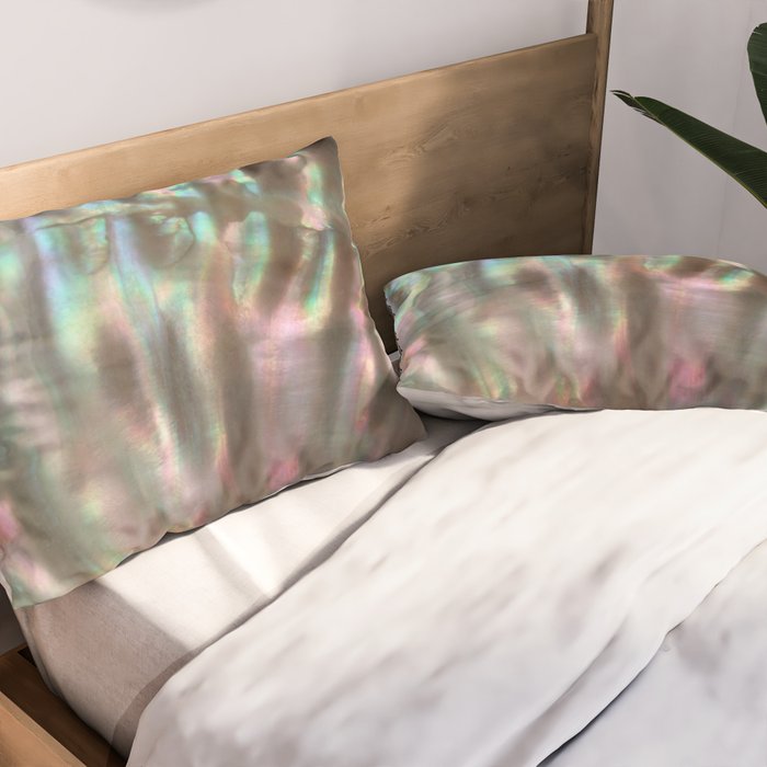 Shimmery Greenish Pink Abalone Mother of Pearl Pillow Sham Gallery Image 2