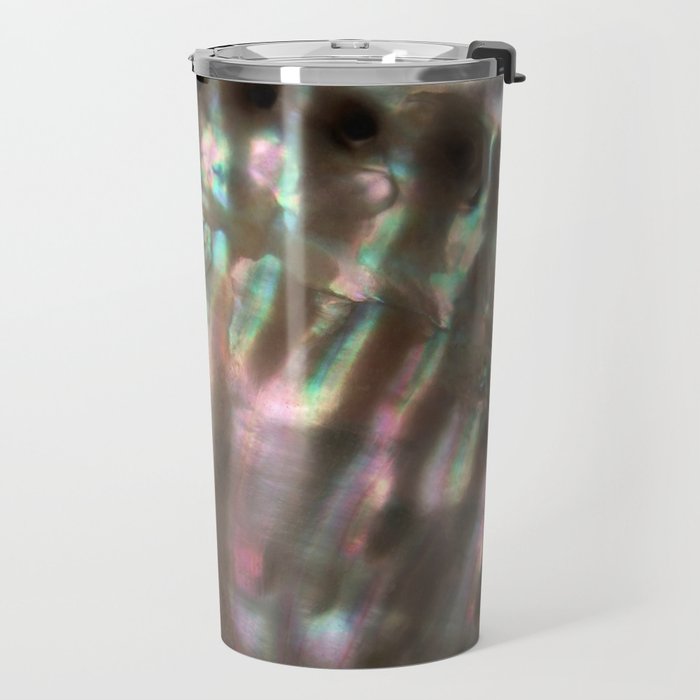 Shimmery Greenish Pink Abalone Mother of Pearl Travel Mug Gallery Image 2