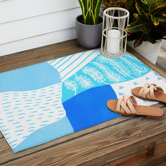 frankie, blue Outdoor Rug Gallery Image 2
