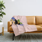 Summer in Bloom - Black Woman in Hat with Florals Throw Blanket Gallery Image 1