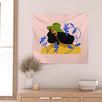 Summer in Bloom - Black Woman in Hat with Florals Wall Tapestry Gallery Image 2