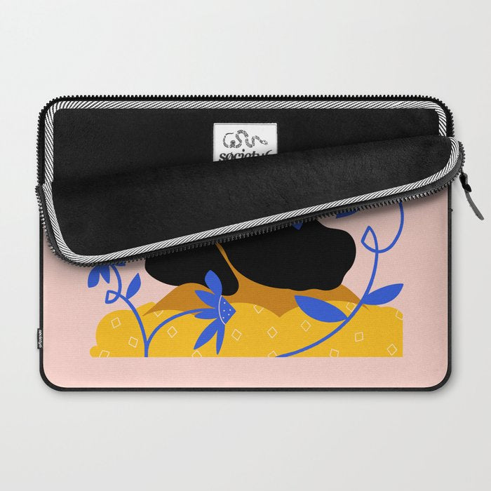 Summer in Bloom - Black Woman in Hat with Florals Laptop Sleeve Gallery Image 2