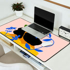 Summer in Bloom - Black Woman in Hat with Florals Desk Mat Gallery Image 2