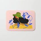 Summer in Bloom - Black Woman in Hat with Florals Bath Mat Gallery Image 1