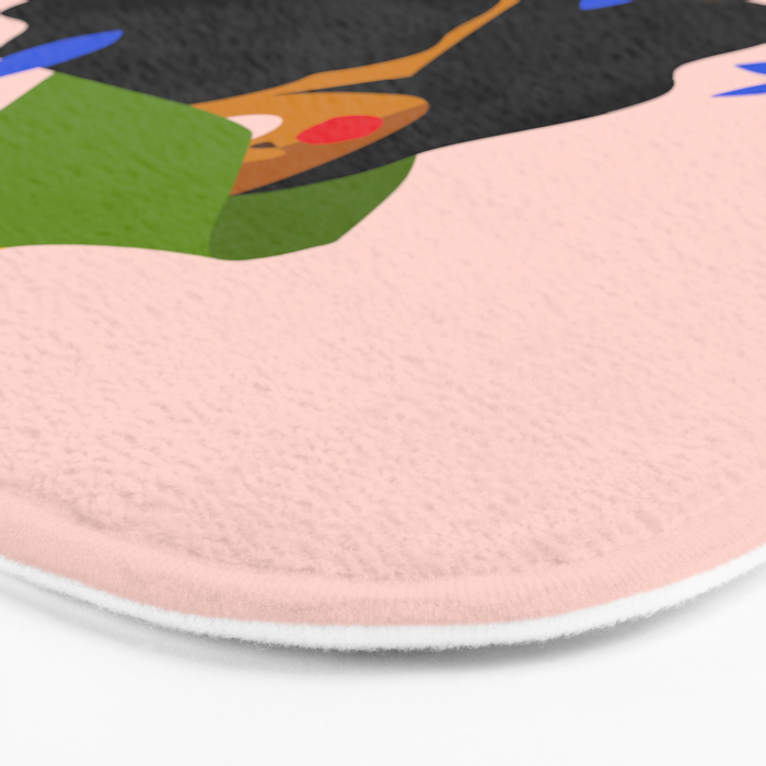 Summer in Bloom - Black Woman in Hat with Florals Bath Mat Gallery Image 3