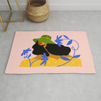 Summer in Bloom - Black Woman in Hat with Florals Rug Gallery Image 1