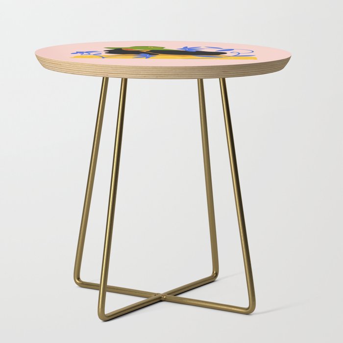 Summer in Bloom - Black Woman in Hat with Florals Side Table Gallery Image 1