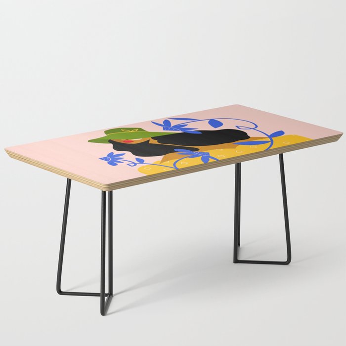 Summer in Bloom - Black Woman in Hat with Florals Coffee Table Gallery Image 1
