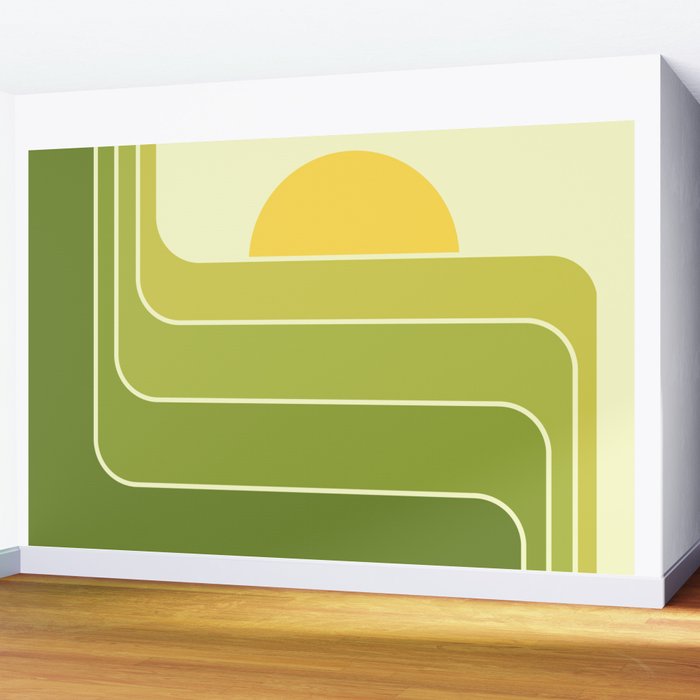 Retro Geometric Sun Set Design 432 Wall Mural Gallery Image 2