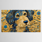 Cute Blue and Gold Klimt Dog Tablecloth Gallery Image 2