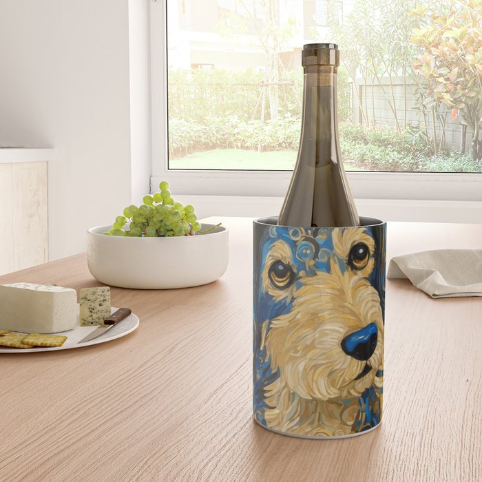 Cute Blue and Gold Klimt Dog Wine Chiller Gallery Image 4
