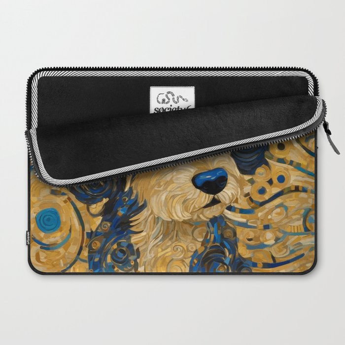 Cute Blue and Gold Klimt Dog Laptop Sleeve Gallery Image 2