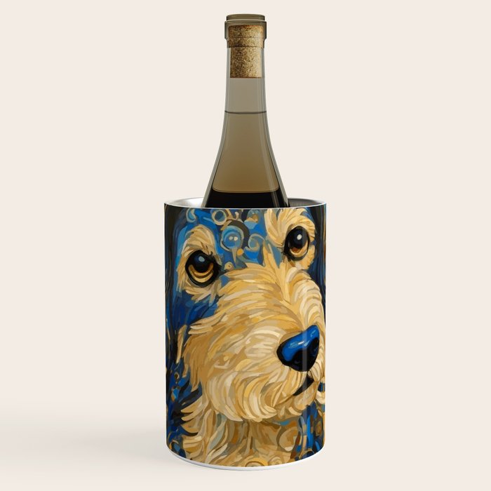 Cute Blue and Gold Klimt Dog Wine Chiller Gallery Image 1
