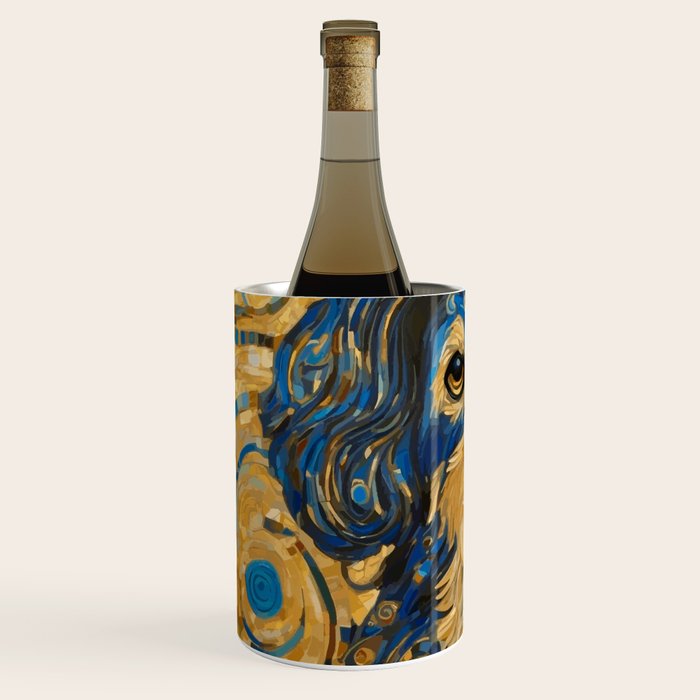 Cute Blue and Gold Klimt Dog Wine Chiller Gallery Image 2