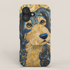 Cute Blue and Gold Klimt Dog iPhone Case Gallery Image 1