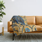 Cute Blue and Gold Klimt Dog Throw Blanket Gallery Image 1