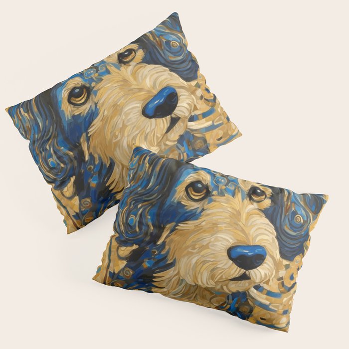 Cute Blue and Gold Klimt Dog Pillow Sham Gallery Image 3