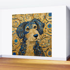Cute Blue and Gold Klimt Dog Wall Mural Gallery Image 2