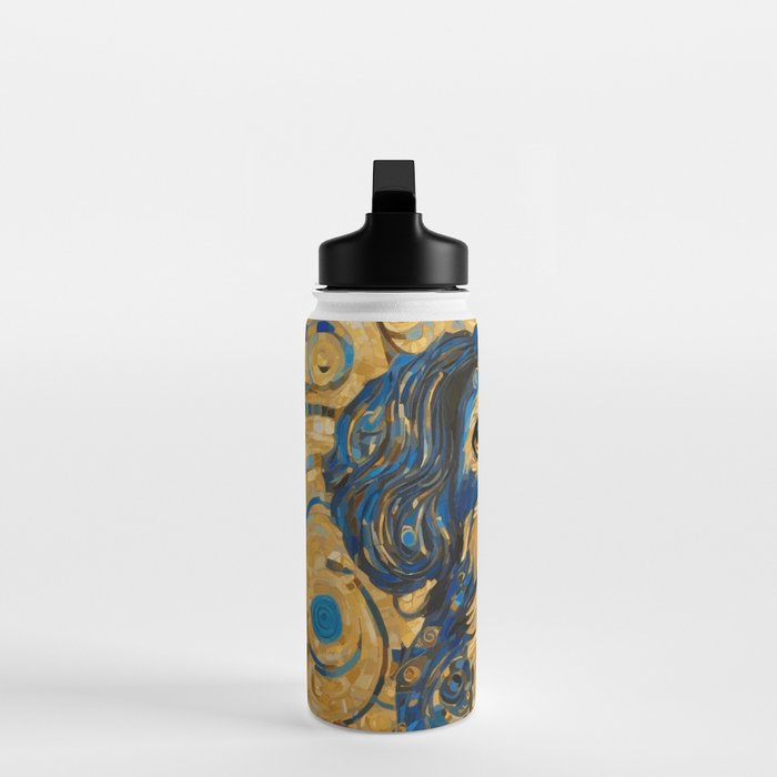 Cute Blue and Gold Klimt Dog Water Bottle Gallery Image 3