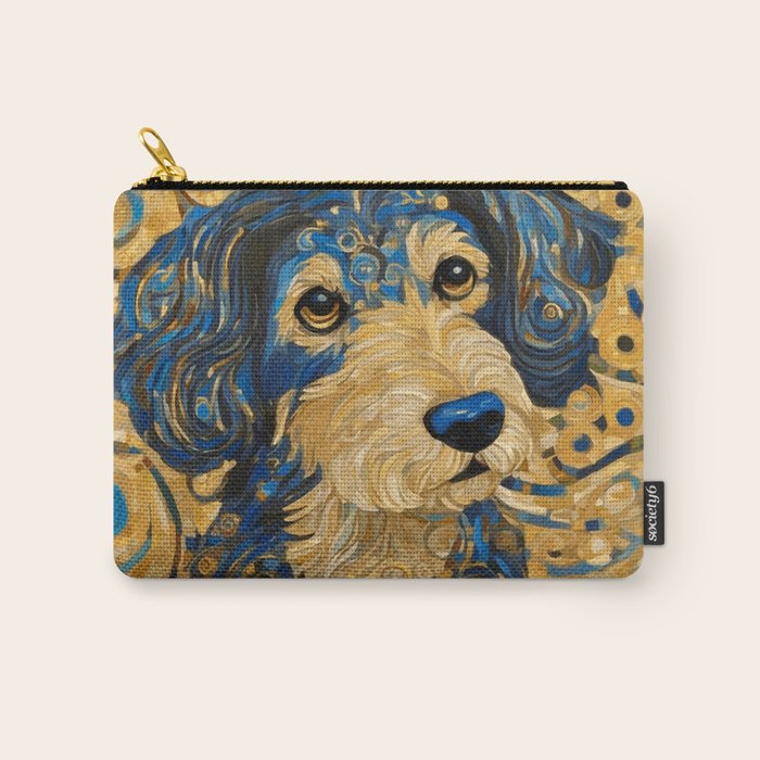 Cute Blue and Gold Klimt Dog Carry All Pouch Gallery Image 1
