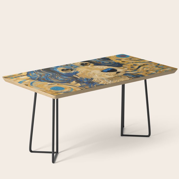 Cute Blue and Gold Klimt Dog Coffee Table Gallery Image 1