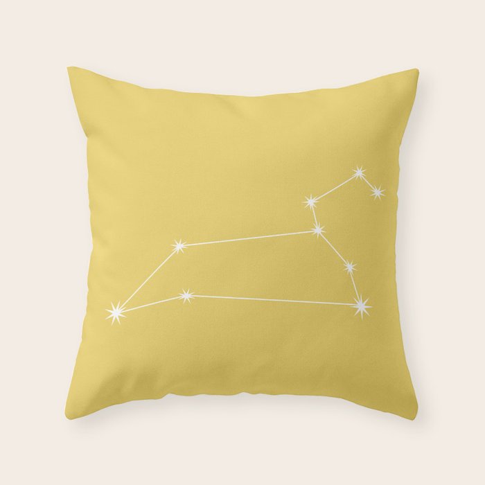 Leo Zodiac Star Constellation Line Art Soft Yellow Throw Pillow Gallery Image 6