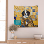 Klimt Dog with Colorful Shawl Wall Tapestry Gallery Image 2