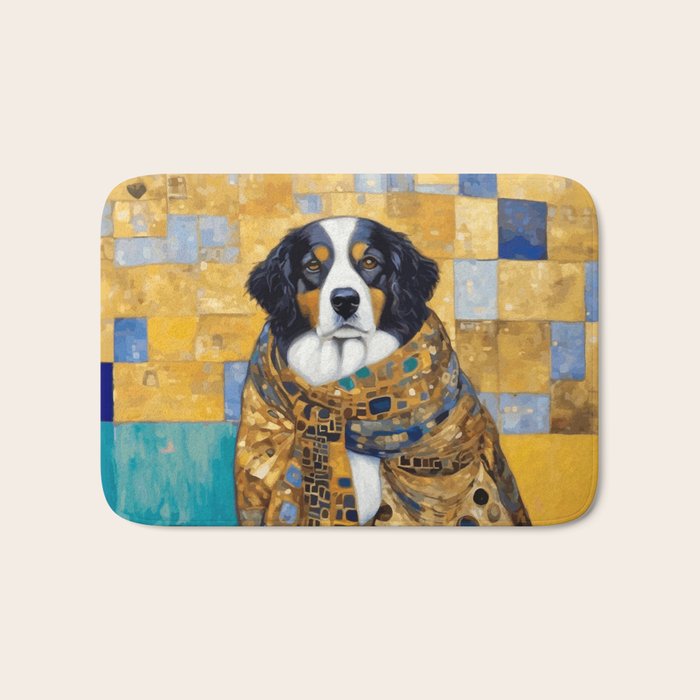 Klimt Dog with Colorful Shawl Bath Mat Gallery Image 1