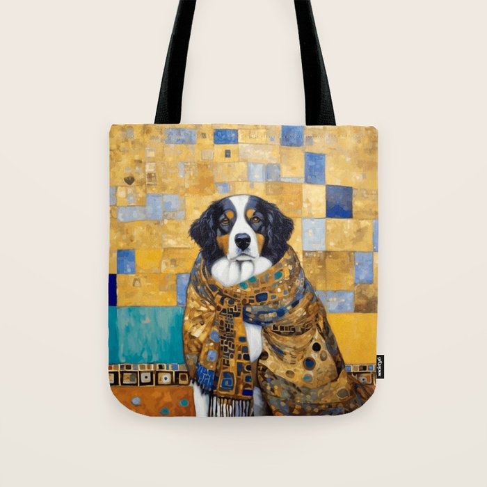 Klimt Dog with Colorful Shawl Tote Bag Gallery Image 1