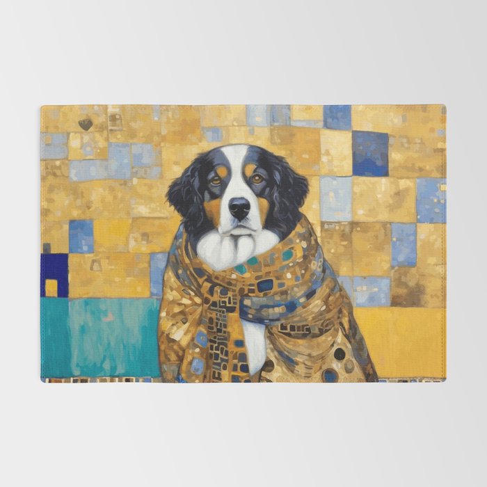 Klimt Dog with Colorful Shawl Rug Gallery Image 2