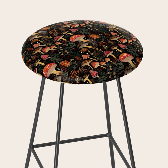 Dark Forest Magic Mushrooms Art Stool Gallery Image 2